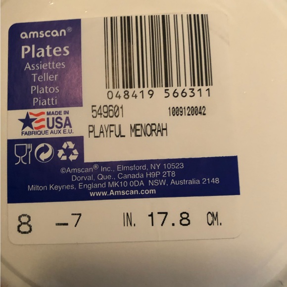 Hanukkah Chanukah Plates Napkins Cups Party Serves 8 “Playful Menorah” NEW - Picture 11 of 12